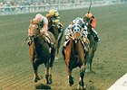Alysheba (right) defeated Ferdinand by 1/2 length in the 1988 Santa Anita Handicap.