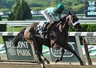 Merry Meadow comes on late to win the Vagrancy Handicap.<br><a target="blank" href="http://photos.bloodhorse.com/AtTheRaces-1/At-the-Races-2014/i-7RRk7tH">Order This Photo</a>
