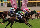 Nuovo Record wins the Japanese Oaks.
<br><a target="blank" href="http://photos.bloodhorse.com/AtTheRaces-1/At-the-Races-2014/i-TZh4QXF">Order This Photo</a>