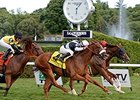 Main Sequence (outside), Imagining (inside), and Twilight Eclipse finished 1-2-3 in the Sword Dancer.<br><a target="blank" href="http://photos.bloodhorse.com/AtTheRaces-1/At-the-Races-2014/i-W6zVSVP">Order This Photo</a>