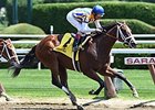Fashion Alert won the Schuylerville Stakes by 1 1/2 lengths.<br><a target="blank" href="http://photos.bloodhorse.com/AtTheRaces-1/At-the-Races-2014/i-87G6nxF">Order This Photo</a>