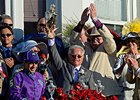 Art Sherman holds the Kentucky Derby trophy.
<br><a target="blank" href="http://photos.bloodhorse.com/TripleCrown/2014-Triple-Crown/Kentucky-Derby-140/i-nhkbL6R">Order This Photo</a>