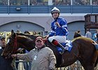 Brandon Chance Boulanger celebrates his first win as a jockey.