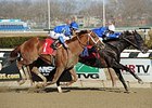 Romansh holds off entrymate Long River to take the Excelsior Stakes at Aqueduct.