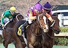 Euphrosyne (left) was awarded the Honeybee Stakes via disqualification.