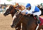 Molly Morgan holds off Tapit's World to take the Gardenia Stakes at Ellis Park.