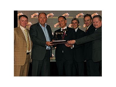 The connections of Up With the Birds celebrate his Horse of the Year honor.