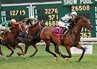 Rusty Slipper rolls home to win the Violet Stakes at Monmouth Park.