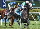 Filimbi pulls free from pacesetter Dayatthespa to take the Fasig-Tipton De La Rose.<br><a target="blank" href="http://photos.bloodhorse.com/AtTheRaces-1/At-the-Races-2014/i-gVVFCmR">Order This Photo</a>