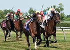 Aigue Marine comes home strong to win the Robert G. Dick Memorial Stakes.