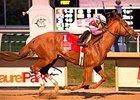 Eighttofasttocatch is in control in the Maryland Million Classic Stakes.