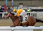 Teen Pauline rolls to victory in the Top Flight Handicap. <br><a target="blank" href="http://photos.bloodhorse.com/AtTheRaces-1/At-the-Races-2014/35724761_2vdnSX#!i=3100292173&k=9msHCz6">Order This Photo</a>