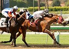 Clubhouse Ride gets through on the inside to win the Californian Stakes over favorite Fury Kapcori.