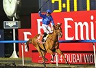 Silvestre De Sousa celebrates victory aboard African Story in the Dubai World Cup.<br><a target="blank" href="http://photos.bloodhorse.com/AtTheRaces-1/Dubai-2014/38085033_tQgx4h#!i=3148897471&k=dhBcNZh">Order This Photo</a>