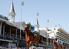 Delaunay pulls away from the competition in the Aristides Stakes.