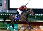 Moonshine Mullin comes home a winner in the Stephen Foster Handicap.<br><a target="blank" href="http://photos.bloodhorse.com/AtTheRaces-1/At-the-Races-2014/i-dSxfLRL">Order This Photo</a>