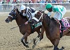 Hot Stones gets by Merry Meadow late to win the Bed o' Roses Handicap.<br><a target="blank" href="http://photos.bloodhorse.com/AtTheRaces-1/At-the-Races-2014/i-L8zCMdD">Order This Photo</a>