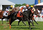Ben's Cat rolls home late to win the Jim McKay Sprint. <br><a target="blank" href="http://photos.bloodhorse.com/AtTheRaces-1/at-the-races-2013/27257665_QgCqdh#!i=2517815484&k=DXB5t6D">Order This Photo</a>