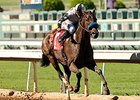 Top Kisser comes on late to take the L.A. Woman Stakes.