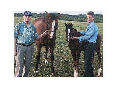 Catesby Clay (left) with son Brutus Clay with Avaricity and her Hat Trick foal.