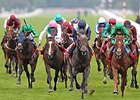 Kingston Hill comes running late to take the Ladbrokes St. Leger.<br><a target="blank" href="http://photos.bloodhorse.com/AtTheRaces-1/At-the-Races-2014/i-hhbkzqJ">Order This Photo</a>