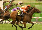 Favored Evening Jewel swept to victory in the San Clemente Handicap at Del Mar.<br><a target="blank" href="http://www.bloodhorse.com/horse-racing/photo-store?ref=http%3A%2F%2Fpictopia.com%2Fperl%2Fgal%3Fprovider_id%3D368%26ptp_photo_id%3D9117312%26ref%3Dstory">Order This Photo</a>