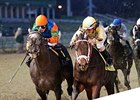 Uncaptured fights off Frac Daddy to win the Kentucky Jockey Club Stakes.