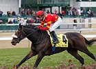 Sparkling Review rolls home to win the Mrs. Revere Stakes.