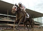 I Want Revenge pulls away late after an eventful run in the Wood Memorial.<br><a target="blank" href="http://www.bloodhorse.com/horse-racing/photo-store?ref=http%3A%2F%2Fpictopia.com%2Fperl%2Fgal%3Fprovider_id%3D368%26ptp_photo_id%3D7980336%26ref%3Dstory">Order This Photo</a>