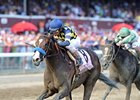 Contested pulls away late to win the Test Stakes.<br><a target="blank" href="http://photos.bloodhorse.com/AtTheRaces-1/at-the-races-2012/22274956_jFd5jM#!i=2046975928&k=sk66VX7">Order This Photo</a>