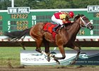 Maren's Meadow cruises to victory in the Monmouth Oaks under Terry Thompson.