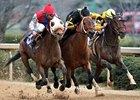 Cyber Secret (outside) fights for the win in the Razorback Handicap.