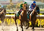 Game On Dude (right) finished 2nd to Dullahan (left) in the 2012 Pacific Classic.