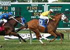 Get Serious leads all the way to win the Red Bank Stakes at Monmouth Park.