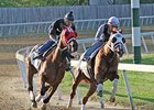 Dean's Kitten (right) and Age of Humor worked together at Trackside Louisville training center on April 17.