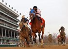 Afleeting Lady pulls away from her rivals to win the Falls City Handicap.