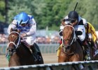 Brazen Persuasion (right) and Bahnah cannot be separated at the finish of the Schuylerville.
<br><a target="blank" href="http://photos.bloodhorse.com/AtTheRaces-1/at-the-races-2013/27257665_QgCqdh#!i=2644976192&k=g9wtVTq">Order This Photo</a>