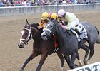 Dreaming of Julia (left) gets by My Happy Face to win the Frizette Stakes. <br><a target="blank" href="http://photos.bloodhorse.com/AtTheRaces-1/at-the-races-2012/22274956_jFd5jM#!i=2132638260&k=dGp45wm">Order This Photo</a>