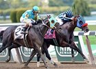 Private Zone (inside) fights off Justin Phillip to win the Vosburgh.<br><a target="blank" href="http://photos.bloodhorse.com/AtTheRaces-1/at-the-races-2013/27257665_QgCqdh#!i=2796376707&k=JfBdZdW">Order This Photo</a>