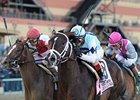 Normandy Invasion (left) finished 2nd to Verrazano in the Wood Memorial.<br><a target="blank" href="http://photos.bloodhorse.com/AtTheRaces-1/at-the-races-2013/27257665_QgCqdh#!i=2443957153&k=3B96dJp">Order This Photo</a>