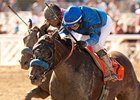 Secret Compass gets up late under Rosie Napravnik to win the Chandelier Stakes.