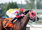 Furthest Land and Garrett Gomez surge to the win in the Kentucky Cup Classic.<br><a target="blank" href="http://www.bloodhorse.com/horse-racing/photo-store?ref=http%3A%2F%2Fpictopia.com%2Fperl%2Fgal%3Fprovider_id%3D368%26ptp_photo_id%3D8511124%26ref%3Dstory">Order This Photo</a>