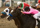 Red Arrow (foreground) holds off Paul's Hope in the Los Angeles Handicap. <br><a target="blank" href="http://www.bloodhorse.com/horse-racing/photo-store?ref=http%3A%2F%2Fgallery.pictopia.com%2Fbloodhorse%2Fgallery%2F69713%2Fphoto%2F8119261%2F%3Fo%3D0">Order This Photo</a>