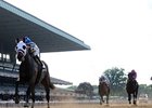 Moreno runs away from the competition in the Dwyer. <br><a target="blank" href="http://photos.bloodhorse.com/AtTheRaces-1/at-the-races-2013/27257665_QgCqdh#!i=2618582568&k=69jp8rQ">Order This Photo</a>