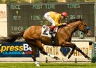 Tuscan Evening is unstoppable in the Santa Barbara.<br><a target="blank" href="http://www.bloodhorse.com/horse-racing/photo-store?ref=http%3A%2F%2Fpictopia.com%2Fperl%2Fgal%3Fprovider_id%3D368%26ptp_photo_id%3D8896383%26ref%3Dstory">Order This Photo</a>