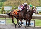 Imposing Grace powers home to win the Arlington Matron Stakes.