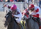 Sunbean (outside) catches Watch My Smoke late to win the Louisiana Champions Day Classic.<br><a target="blank" href="http://photos.bloodhorse.com/AtTheRaces-1/At-the-Races-2014/i-f7dswmT">Order This Photo</a>