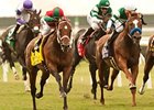 Vagabond Shoes (right) finished second in the Eddie Read.