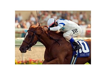 Medici Code will break from the rail in the San
Gabriel.