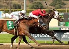 Dynamic Host holds off Dhaamer to win the Tokyo City Cup at Santa Anita Park.